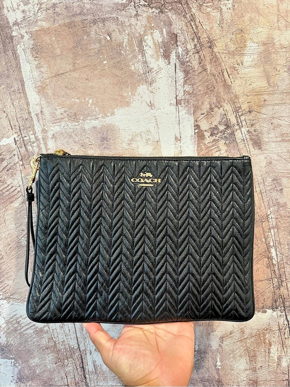 Coach Quilted Leather Double Corner Zip Wristlet in